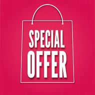 Special offer poster with bag vector illustration