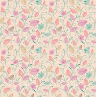 Vintage autumn leaves and branches seamless pattern background