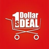 Dollar deal poster with a basket vector illustration