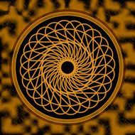 gold disc in the style of futurism