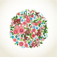 Round floral ornament for your design N2