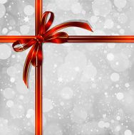 Red bow on a magical Christmas background Vector