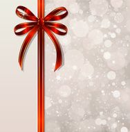 Red bow on a magical Christmas background Vector N2