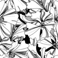 seamless monochrome vector pattern from abstract flowers
