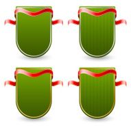 Green label with ribbon