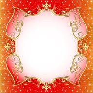 red background with gold (en) an ornament and stars