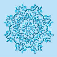 circular pattern with blue flowers