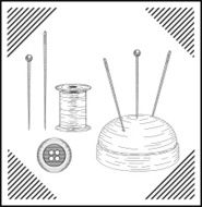 Spool with threads and sewing button N3