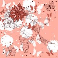 illustration with birds and flowers