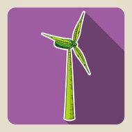 Sketch style Wind Turbine illustration EPS10 vector file