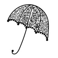 Ornate umbrella design black silhouette