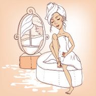 Beautiful girl with a towel on his head