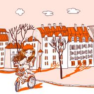 Young girl with a bicycle N3