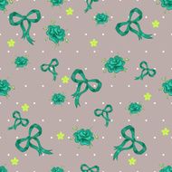 Seamless pattern with ribbons and flowers N2