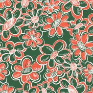 vector floral seamless pattern with blooming flowers