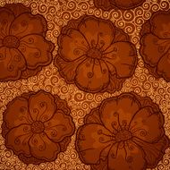 Vector ornate poppy flowers seamless pattern
