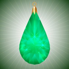 Vector precious green diamond pendant with gold setting