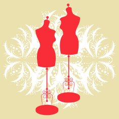vector vintage tailor's mannequin with size measurements N4