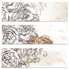 Floral business cards set with roses flowers for design