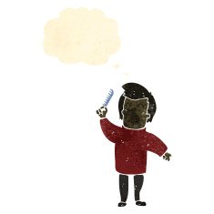 retro cartoon boy combing hair