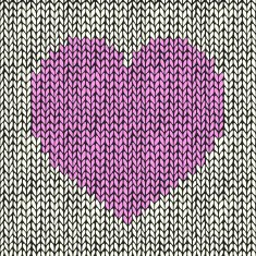Seamless background with pink knitted heart