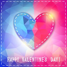 Heart Happy Valentine's Day Card in Polygonal Style