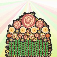 Flowers vector floral composition background with paint texture N7