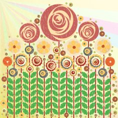 Flowers vector floral composition background with paint texture N8