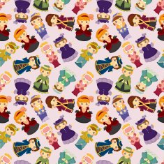 cartoon Medieval beautiful girls seamless pattern