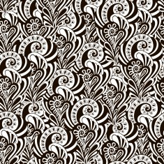 Beautiful floral seamless pattern Black and white colors