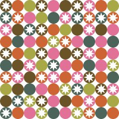 Retro seamless pattern with circles and stars