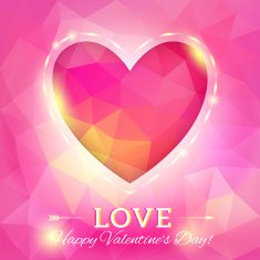 Heart Happy Valentine's Day Card in Polygonal Style N2