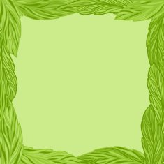 Green frame with tea leaves
