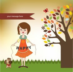 happy girl with cute dog N4