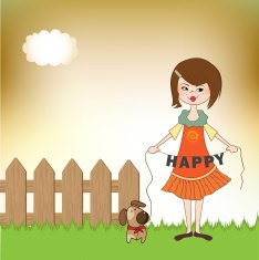 happy girl with cute dog N8