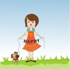 happy girl with cute dog N11