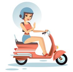 Beautiful woman with her scooter N2