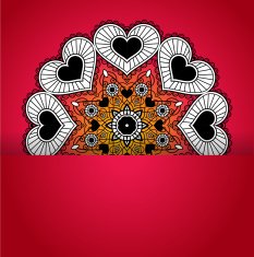 Card with round ornament from hearts