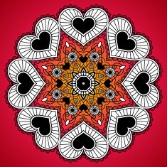 Card with round ornament from hearts N2