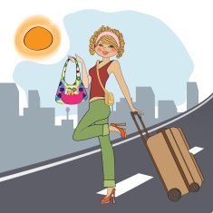 young woman with suitcase N22