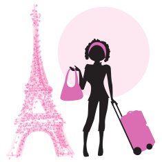 young woman with suitcase in Paris N6