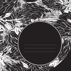 monochrome invitation greeting card with abstract flower and leaves