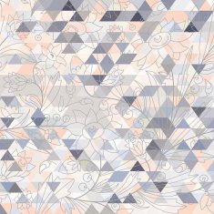 geometric background of colored triangles and vegetable flower ornament
