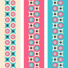 Set of seamless patterned borders in retro colors