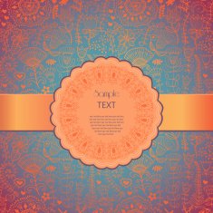 Ornamental round lace frame Background for celebrations holida N2