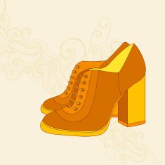 high-heeled vintage shoes with flowers fabric High heels back N3