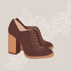 high-heeled vintage shoes with flowers fabric High heels back N4