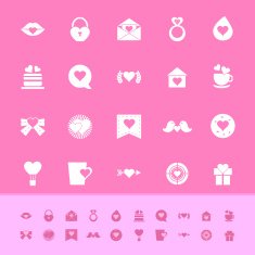 Heart element color icons on pink background