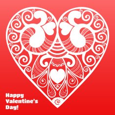 Vector Valentine's day lacy paper heart greeting card N9