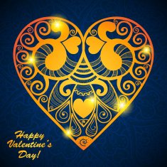 Vector Valentine's day lacy paper heart greeting card N11